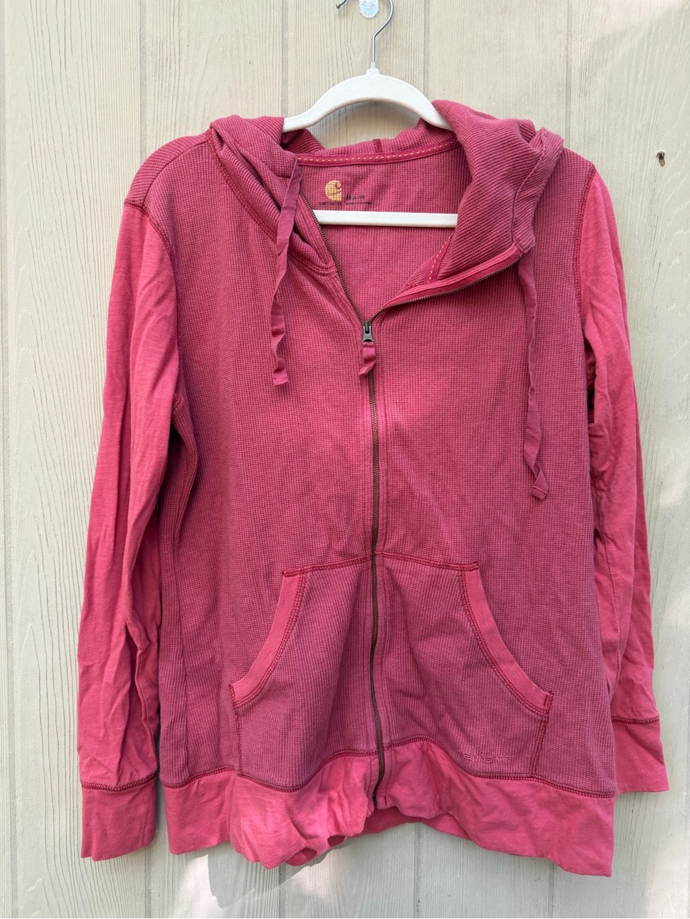 Carhartt Women's Rose Pink Waffle-Knit Zip Hoodie